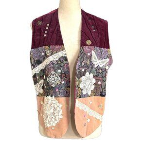 Handmade Unique Artsy Vest Wearable Art OOAK Festival Cottage